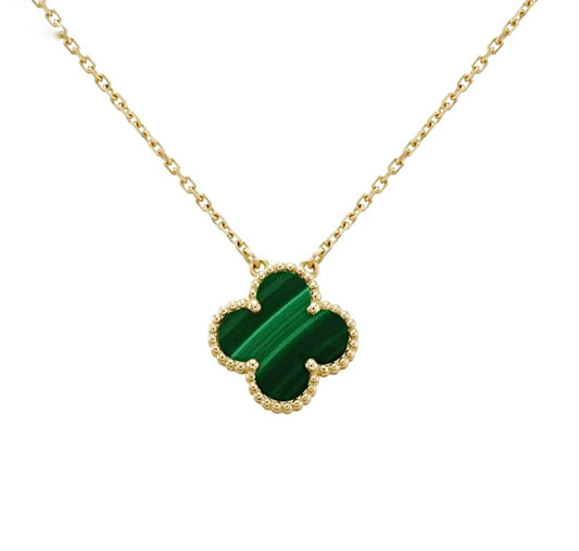 Van Cleef & Arpels Vintage Alhambra Pendant Necklace Yellow Gold Malachite