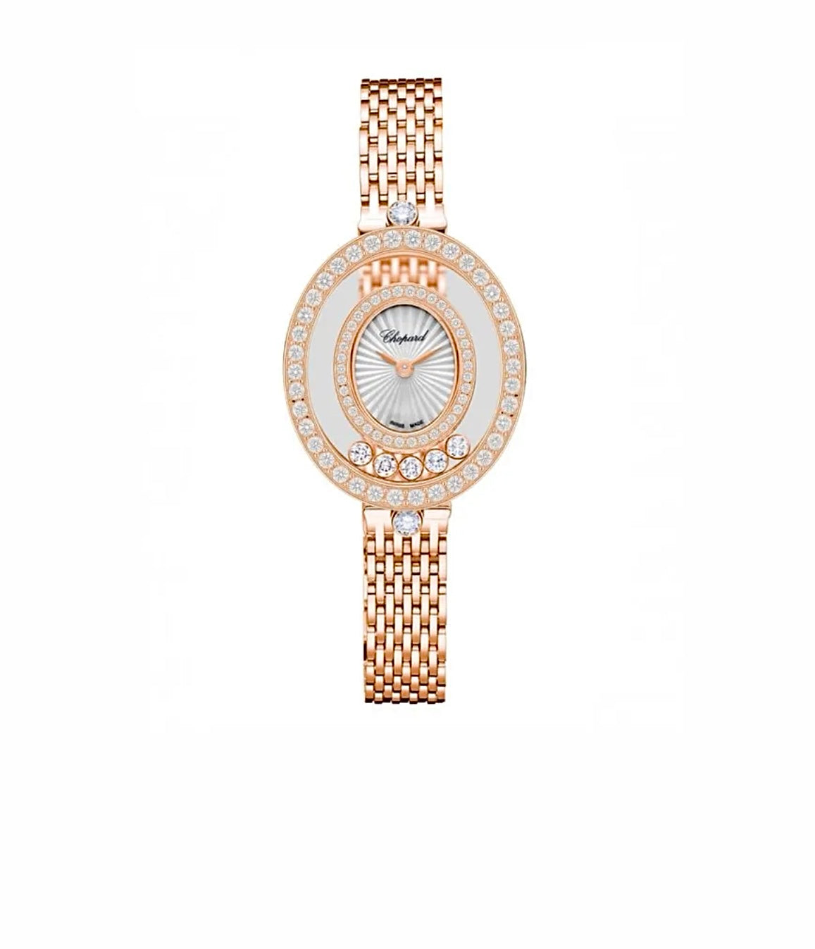Chopard Happy Diamonds Watch 28x25mm Rose Gold Plated Diamond Bracelet