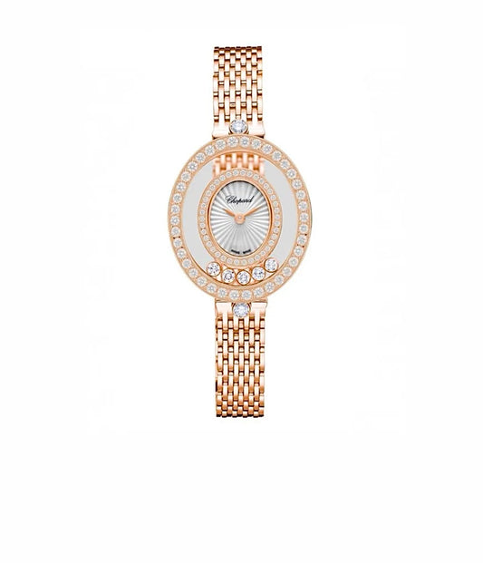Chopard Happy Diamonds Watch 28x25mm Rose Gold Plated Diamond Bracelet