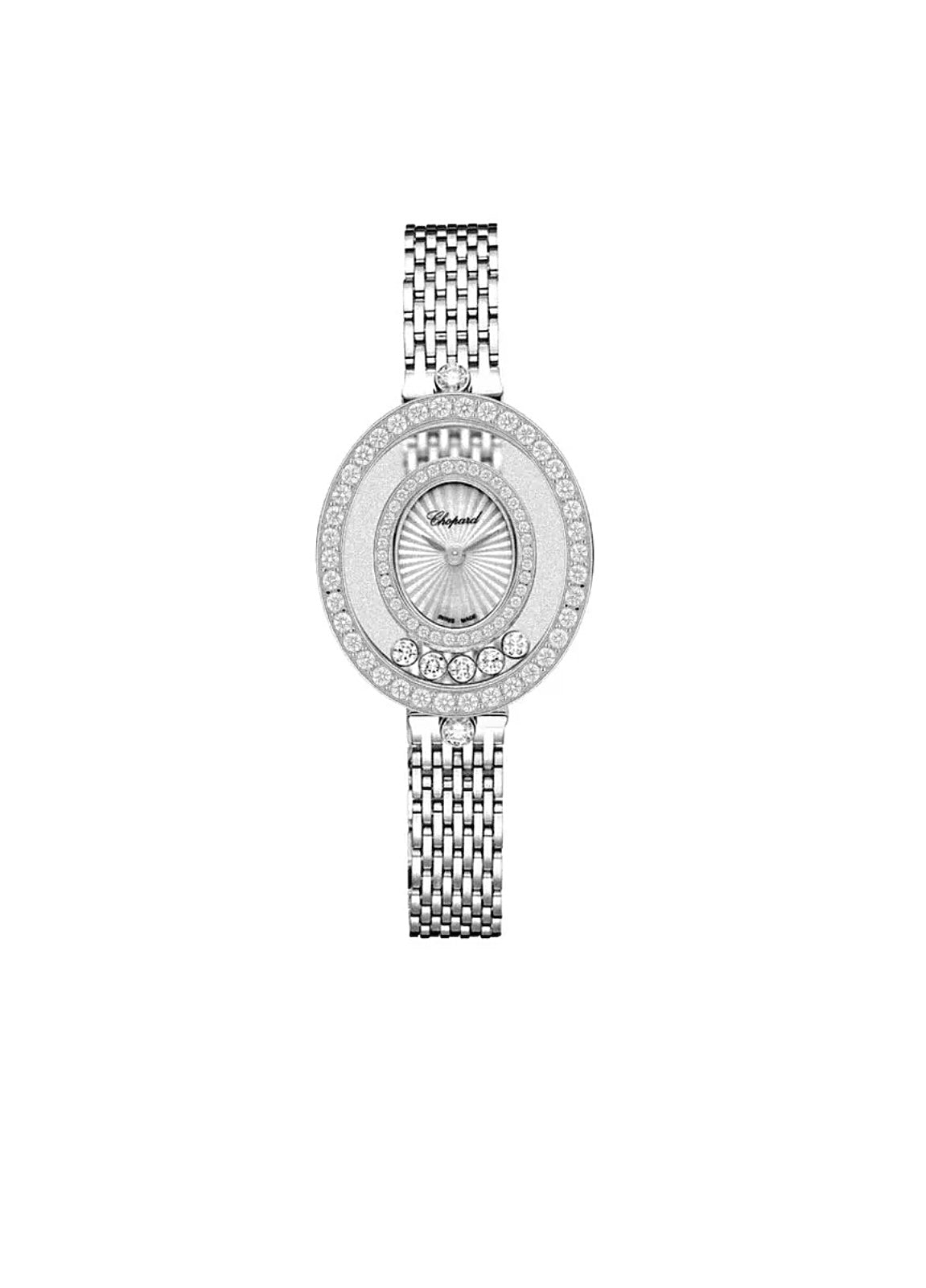 Chopard Happy Diamonds Watch 28x25mm White Gold Plated Diamond Steel Bracelet