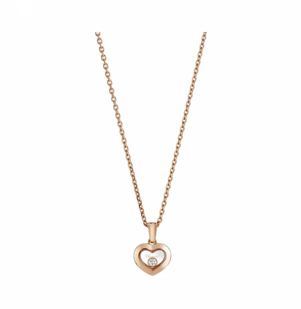 Chopard Happy Diamonds Icons Heart Pendant Necklace Rose Gold Diamond