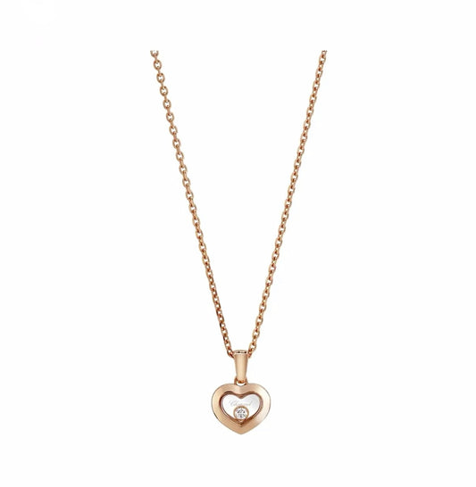 Chopard Happy Diamonds Icons Heart Pendant Necklace Rose Gold Diamond