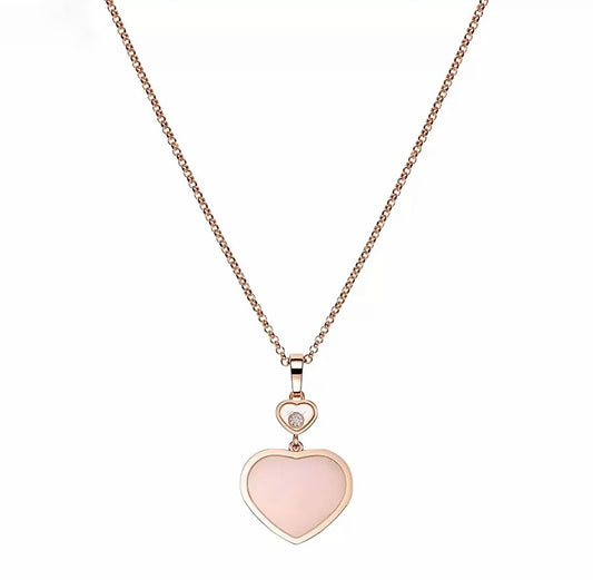 Chopard Happy Hearts Pendant Necklace Rose Gold Pink Mother of Pearl Diamond