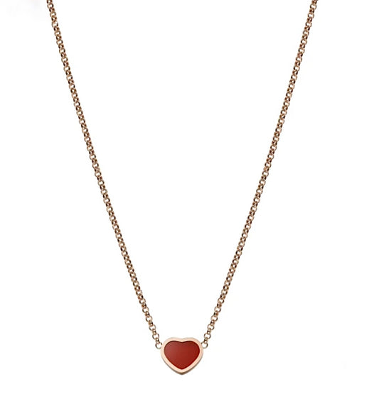 Chopard My Happy Hearts Necklace Rose Gold Carnelian