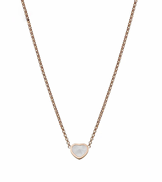 Chopard My Happy Hearts Necklace Rose Gold White Mother of Pearl