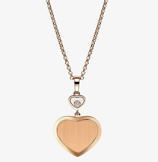 Chopard Happy Hearts Large Pendant Necklace 18K Rose Gold Diamond