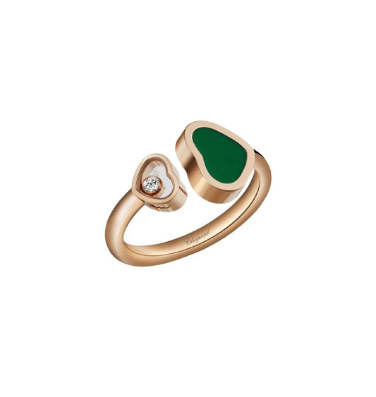 Chopard Happy Hearts Ring Rose Gold Green Jade Diamond