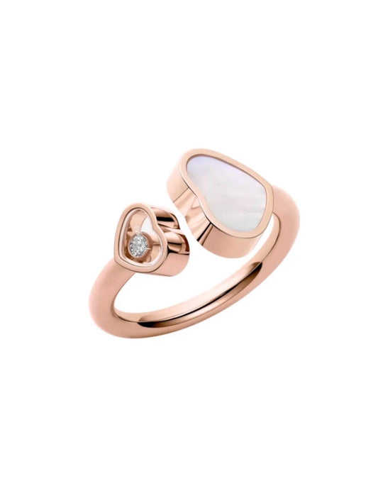 Chopard Happy Hearts Ring Rose Gold White Mother of Pearl Diamond
