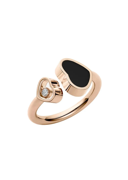Chopard Happy Hearts Ring Rose Gold Black Onyx Diamond