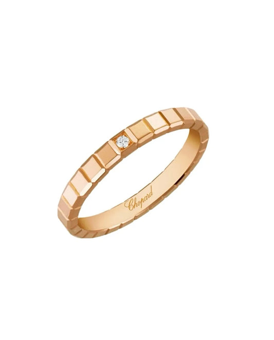 Chopard Ice Cube Ring 18K Rose Gold One Diamond