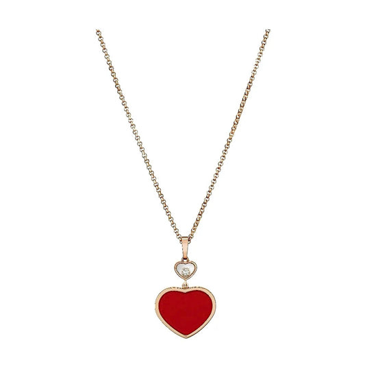 Chopard Happy Hearts Necklace 18K Rose Gold Carnelian Diamond