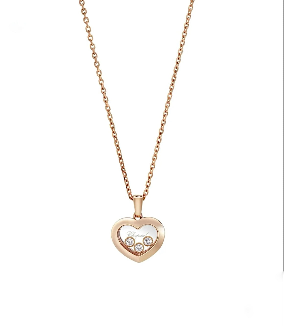 Chopard Happy Diamonds Icons Pendant Necklace 18K Rose Gold 3 Diamonds