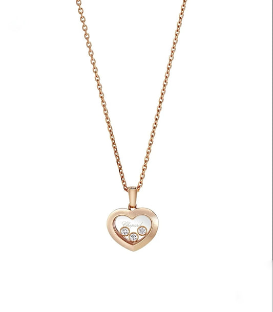 Chopard Happy Diamonds Icons Pendant Necklace 18K Rose Gold 3 Diamonds