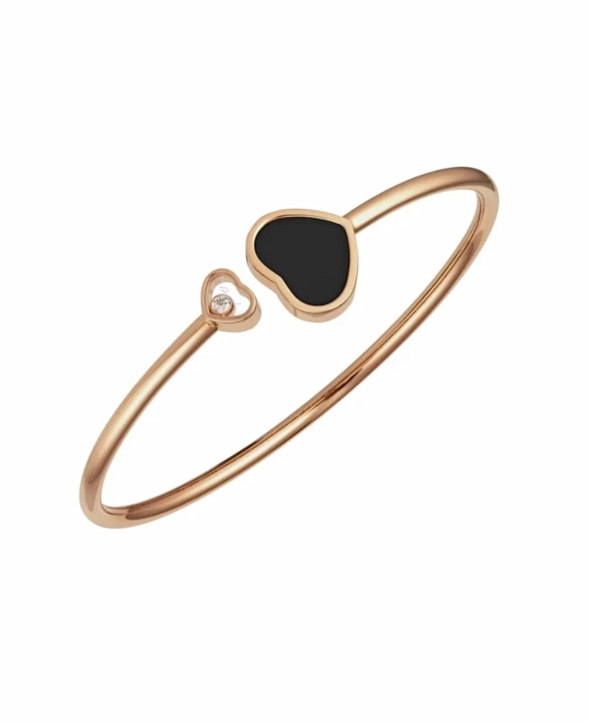 Chopard Happy Hearts Bangle 18K Rose Gold Black Onyx Diamond