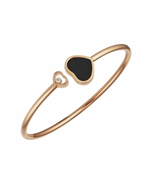 Chopard Happy Hearts Bangle 18K Rose Gold Black Onyx Diamond