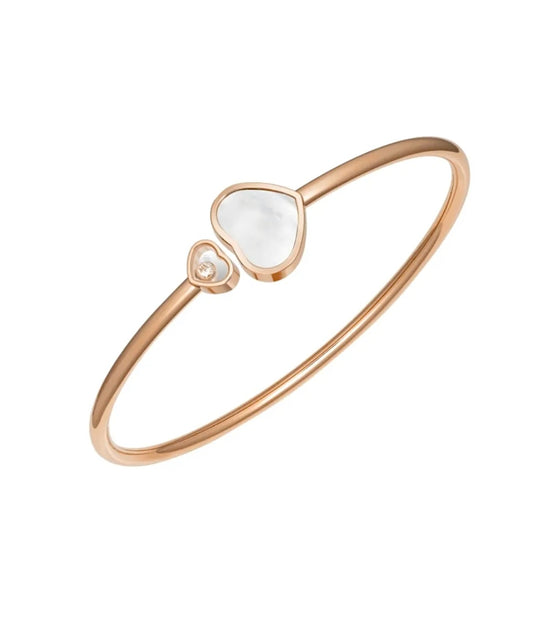 Chopard Happy Hearts Bangle 18K Rose Gold White Mother of Pearl Diamond