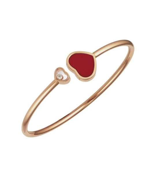 Chopard Happy Hearts Bangle 18K Rose Gold Carnelian Diamond