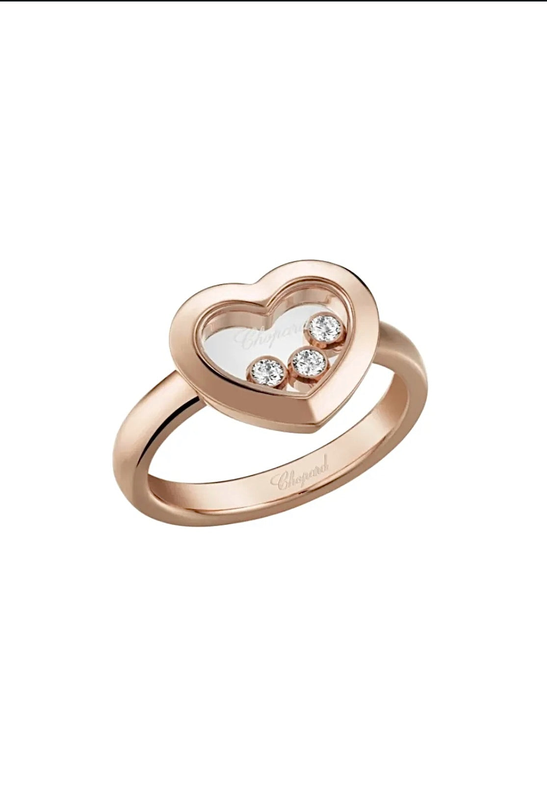 Chopard Happy Diamonds Icons Ring 18K Rose Gold 3 Diamonds