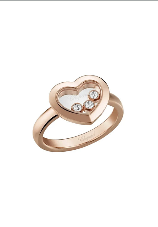 Chopard Happy Diamonds Icons Ring 18K Rose Gold 3 Diamonds