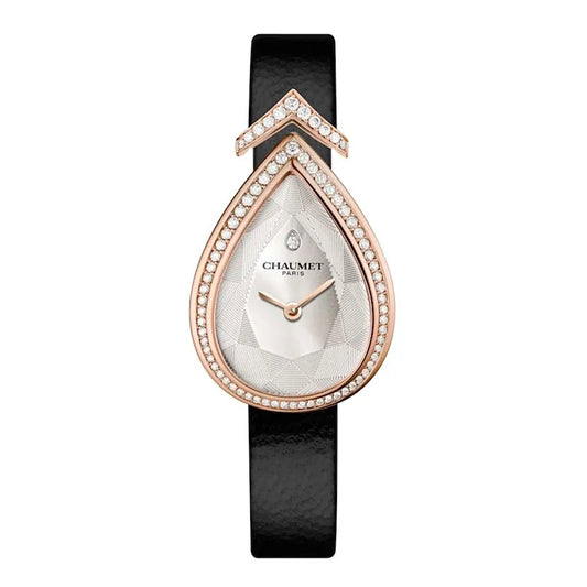 Chaumet Joséphine Aigrette Watch 27x20mm Rose Gold Black Leather