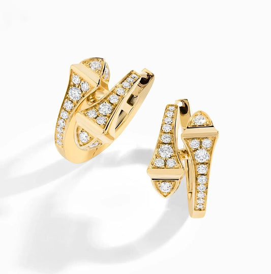 Marli Cleo Full Diamond Huggie Earrings Yellow Gold