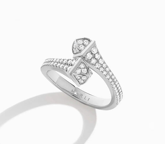 Marli Cleo Full Diamond Slim Ring Yellow Gold