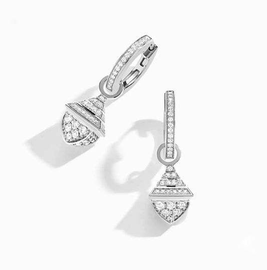 Marli Cleo Rev Mini Full Diamond Drop Earrings White Gold