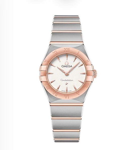 Omega Constellation 28MM – Steel & Rose Gold-Plated Bezel, White Dial