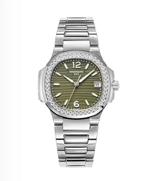 Patek Philippe Nautilus 32MM – Steel, Diamond Bezel, Green Dial