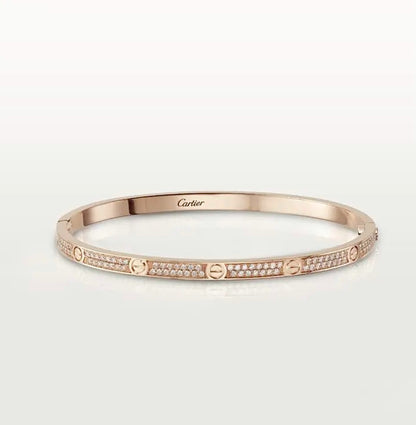 Cartier Love Bracelet Diamond Pavé – 18ct Gold | Yellow, Rose & White Gold | سوار كارتييه لاف الماس بافيه ذهب أصفر ووردي وأبيض