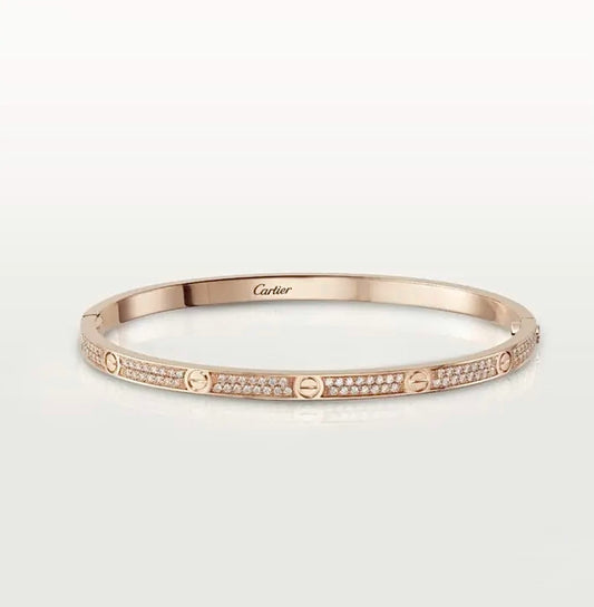 Cartier Love Bracelet Diamond Pavé – 18ct Gold | Yellow, Rose & White Gold | سوار كارتييه لاف الماس بافيه ذهب أصفر ووردي وأبيض