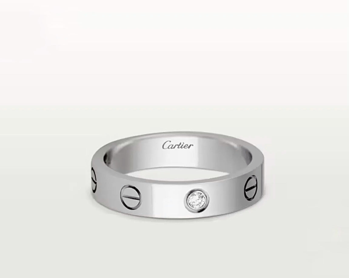 Cartier Love Wedding Band Ring – White Gold, 1 Diamond