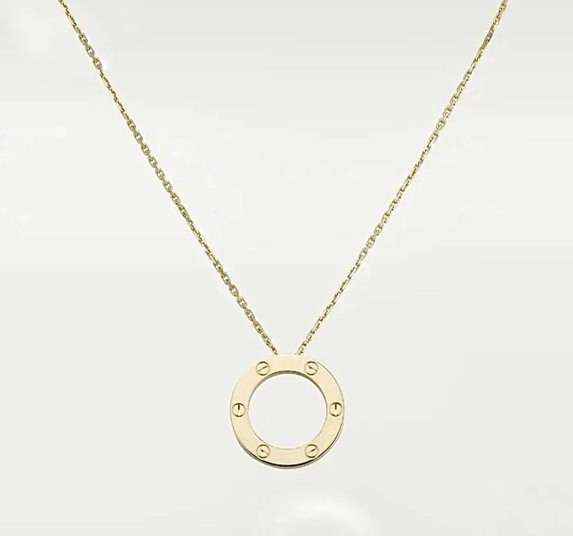 Cartier Love Necklace – Yellow Gold, Circle Pendant with Screw Motif