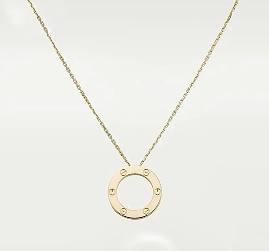Cartier Love Necklace – Yellow Gold, Circle Pendant with Screw Motif