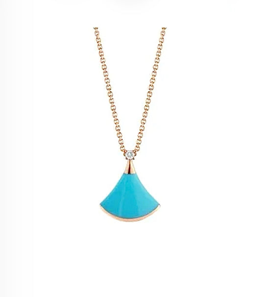Bvlgari Diva’s Dream Necklace – Rose Gold, Turquoise Fan & 1 Diamond