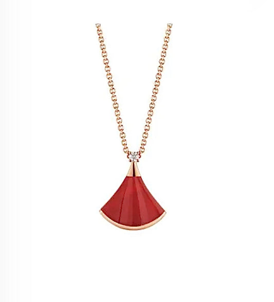 Bvlgari Diva’s Dream Necklace – Rose Gold, Carnelian Fan & 1 Diamond