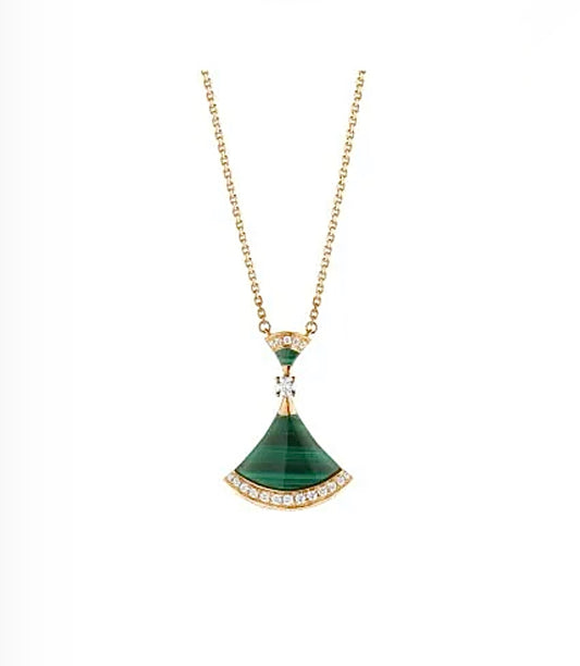 Bvlgari Diva’s Dream Necklace – White Gold, Green Malachite Fan & 1 Diamond