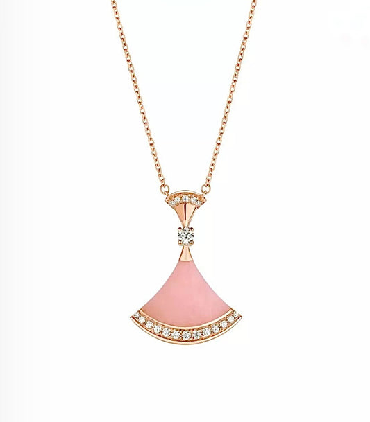 Bvlgari Diva’s Dream Diamond Necklace – Rose Gold, Pink Opal Fan & Diamond Edge