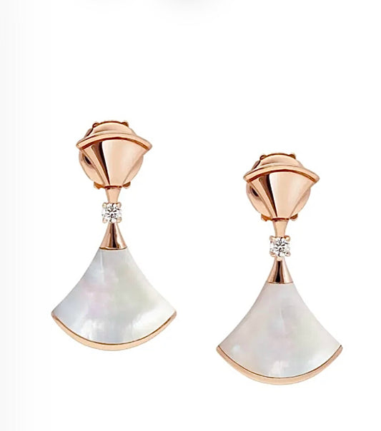 Bvlgari Diva’s Dream Drop Earrings – Rose Gold, Mother-of-Pearl Fan & Diamond