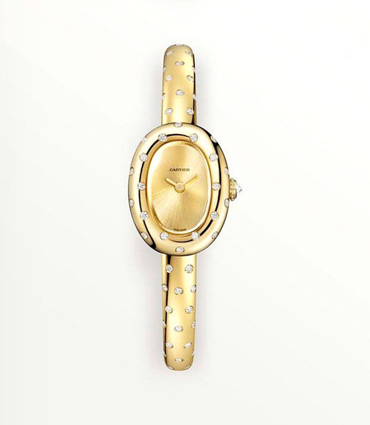 Cartier Baignoire Watch Mini Size 24x18MM – Yellow Gold-Plated, Diamond-Set Bangle Bracelet