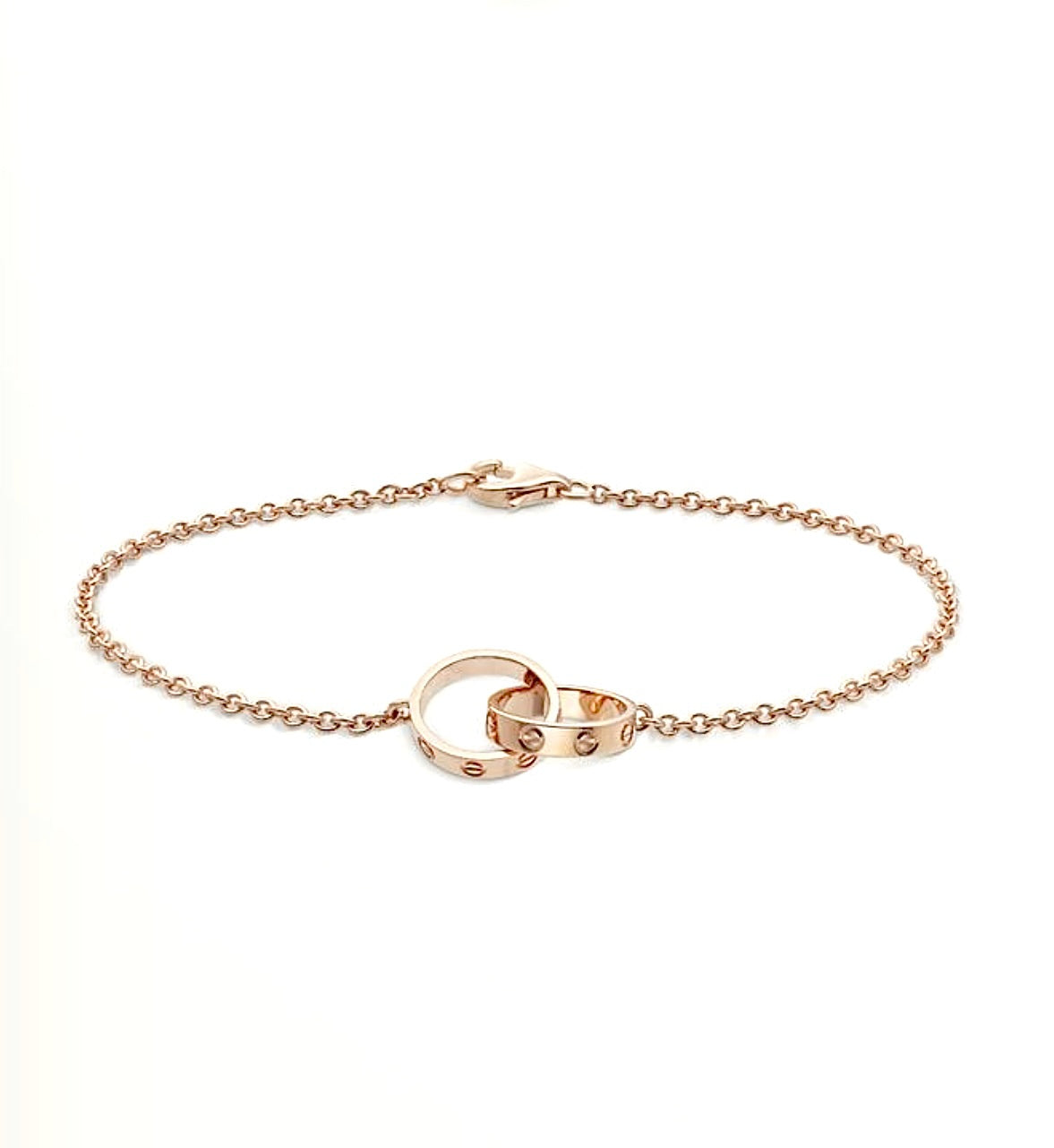 Cartier Love Bracelet – Rose Gold Chain with Interlocking Love Ring Charm