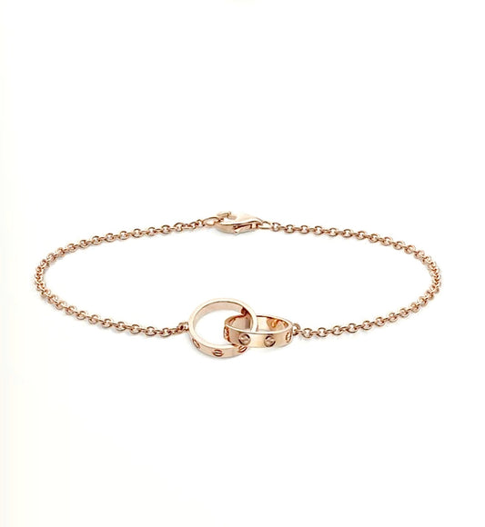 Cartier Love Bracelet – Rose Gold Chain with Interlocking Love Ring Charm