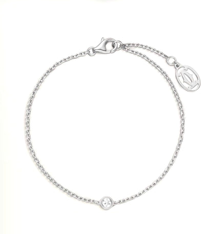 Cartier D’Amour Bracelet – White Gold, Single Diamond & Logo Charm