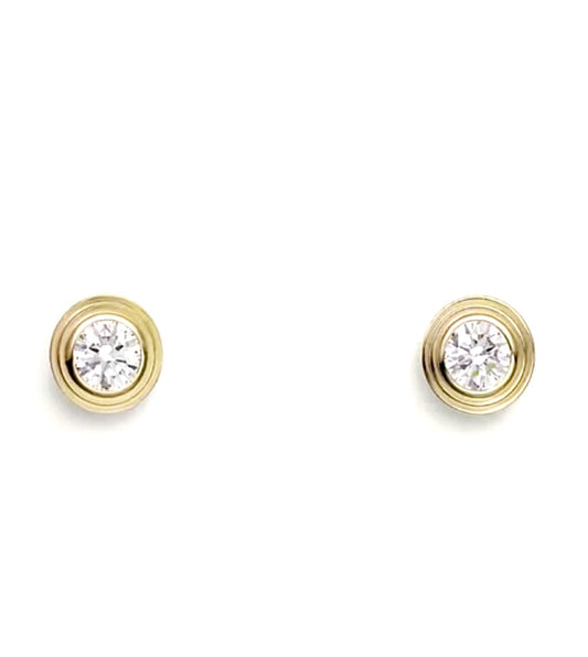 Cartier D’Amour Earrings – Yellow Gold, Diamond Bezel Studs