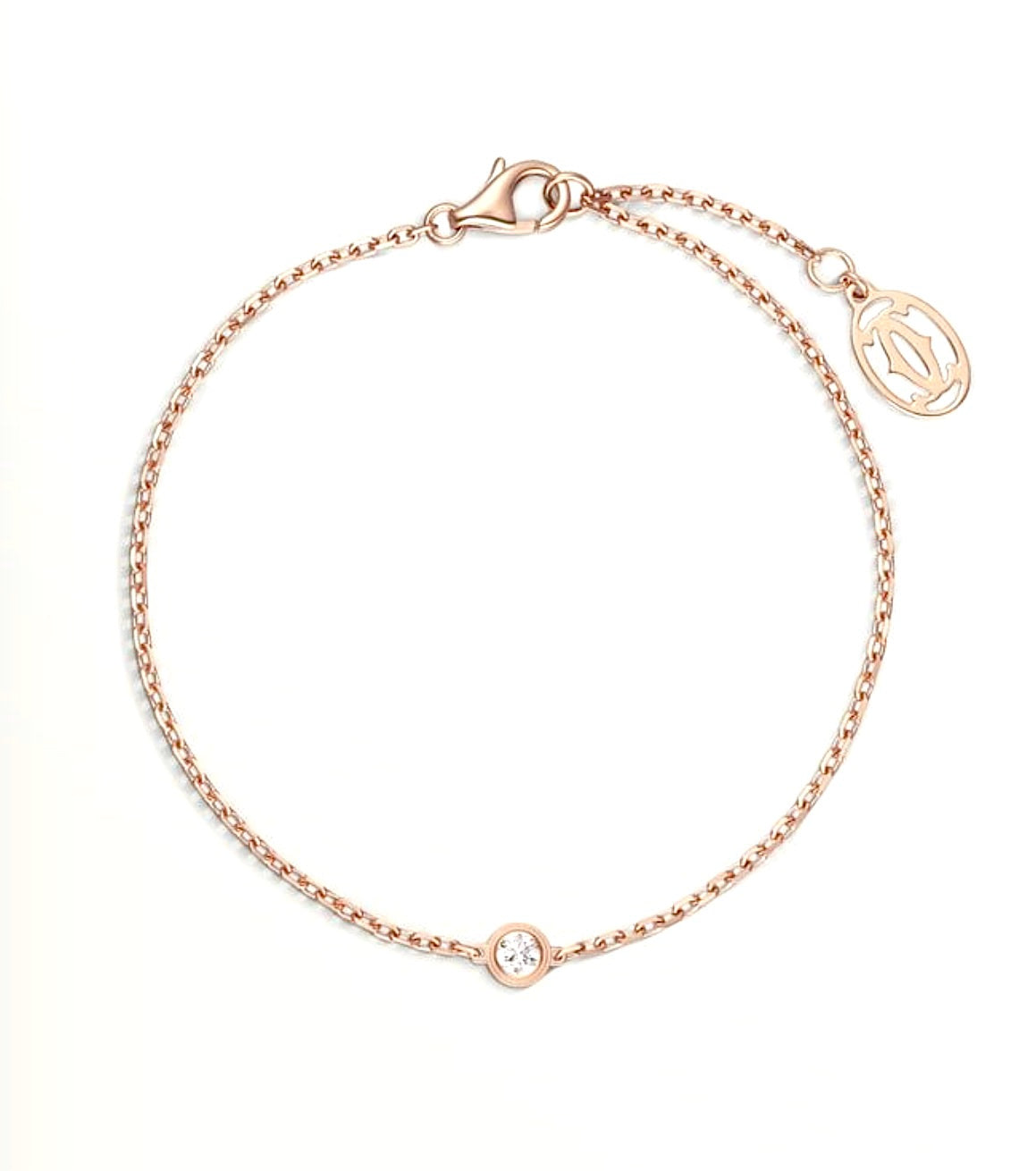 Cartier D’Amour Bracelet – White Gold, Single Diamond & Logo Charm