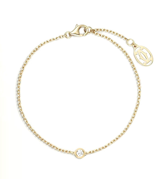 Cartier D’Amour Bracelet – White Gold, Single Diamond & Logo Charm