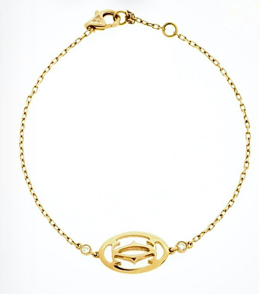 Cartier Logo Bracelet – Yellow Gold Chain with Oval Logo Charm