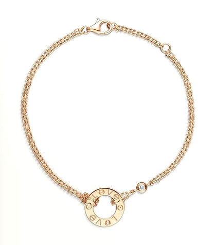 Cartier Love Bracelet 18K – Yellow Gold Double Chain, Love Circle & Diamond