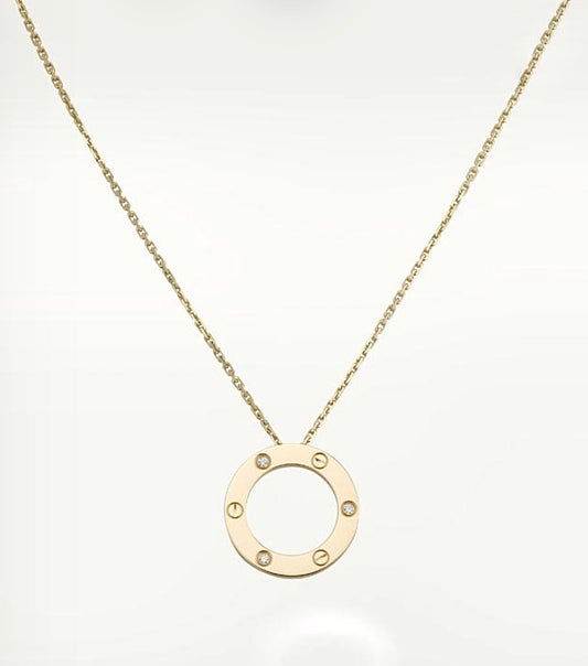 Cartier Love Necklace – Yellow Gold, 3 Diamonds Circle Pendant