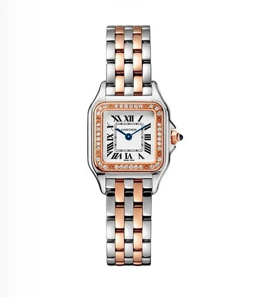Cartier Panthère de Cartier Watch Small – Steel & Rose Gold-Plated, Diamond Bezel, Two-Tone Bracelet